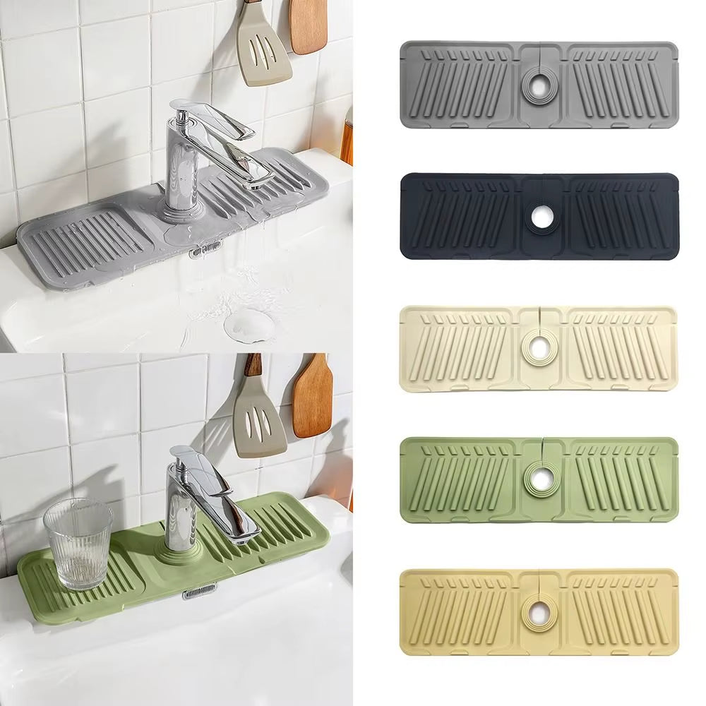 Heightened Slope Faucet Drain Pad New Silicone Anti-Splash Sink Splash Mat Thicken Anti-Slip Pool Soap Pad Kitchen